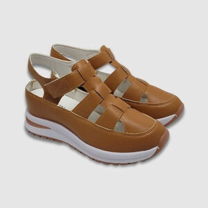 Women's Hollow Cut Out Fisherman Wedge Platform Sandals Brown, Size 40